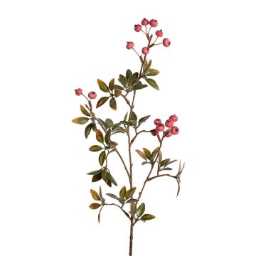 Dekozweig Kartoffelrose ELLYSA mit Hagebutten, rosa, 70cm