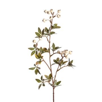 Dekozweig Kartoffelrose ELLYSA mit Hagebutten, creme, 70cm