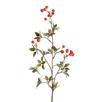 Dekozweig Kartoffelrose ELLYSA mit Hagebutten, orange, 70cm
