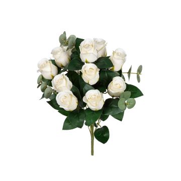 Künstliches Gesteck Rose Eukalyptus SHAIBELLE, Steckstab, weiß, 50cm Künstliches Gesteck Rose Eukalyptus SHAIBELLE, Steckstab, weiß, 50cm