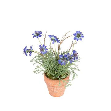 Kunstblume Strandaster NALVINA im Dekotopf, blau, 16cm