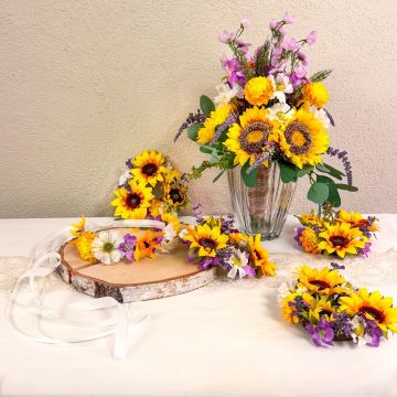 Joyful Bride - individueller Brautstrauß mit Kerzenkränzen und Haarband - Kundenwunsch von Sheridan