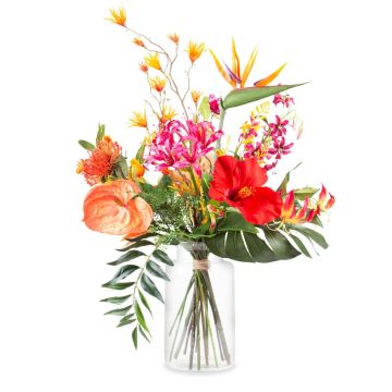 Künstlicher Sommerstrauß MYHA, orange-pink, 75cm, Ø55cm Künstlicher Sommerstrauß MYHA, orange-pink, 75cm, Ø55cm