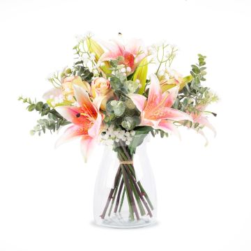 Künstlicher Lilienstrauß MARIPOSA, Rose, creme-rosa, 45cm, Ø40cm Künstlicher Lilienstrauß MARIPOSA, Rose, creme-rosa, 45cm, Ø40cm