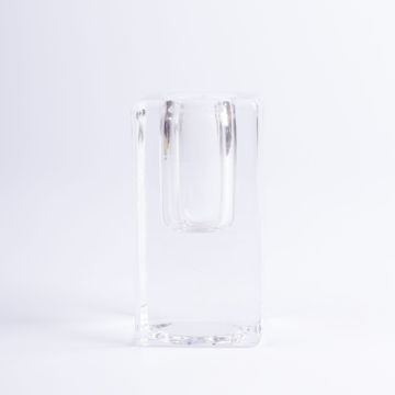 Eckiger Glas Kerzenleuchter SOLUNA für Spitzkerzen, transparent, 4x4x9,8cm