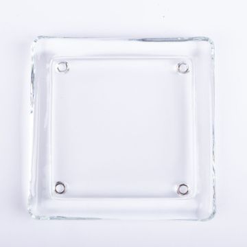 Eckiger Kerzenteller VINCENTIA aus Glas, klar, 13,6x13,6cm Eckiger Kerzenteller VINCENTIA aus Glas, klar, 13,6x13,6cm