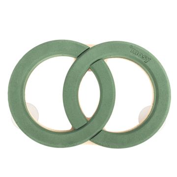 ®mosy Ökodur Steckmasse Auto Eheringe ARAKAWA, Hochzeitsdeko, mit Saugnapf, Naturholz-Unterlage, grün, 31x47x4cm