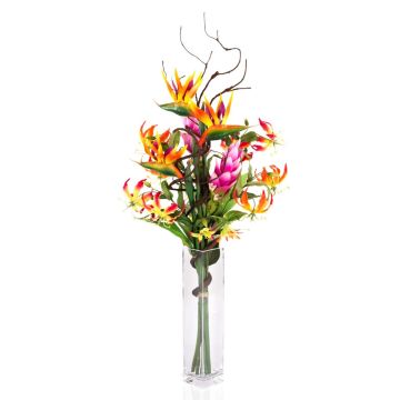 Kunst Paradiesstrauß SALOA Strelitzie Gloriosa orange, 95cm, Ø35cm