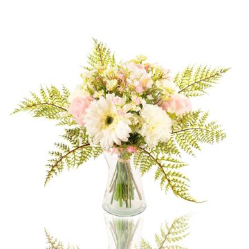 Kunst Gerbera Strauß MALIA Rose, Nelke, weiß-rosa, 40cm, Ø30cm