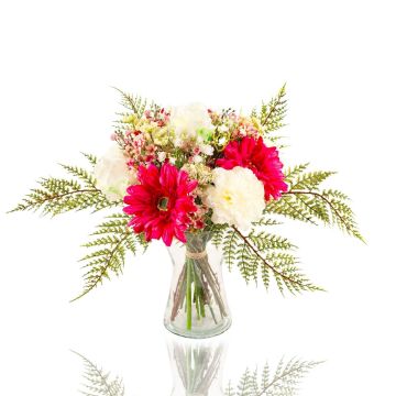 Kunst Gerbera Strauß MALIA Rose, Nelke, pink, 40cm, Ø30cm