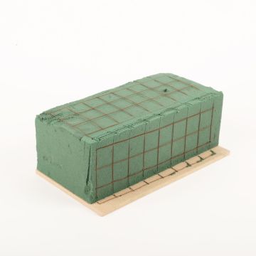 ®mosy Ökodur Grabschmuck Steckschaum VESDO mit Drahtgitter, Griffkante, Naturholz-Unterlage, grün, 22,5x11x8,5cm