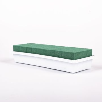 ®mosy Rechteckige Nasssteckmasse Schale MOMOKO für Blumengestecke, grün-weiß, 24,5x9x4,5cm