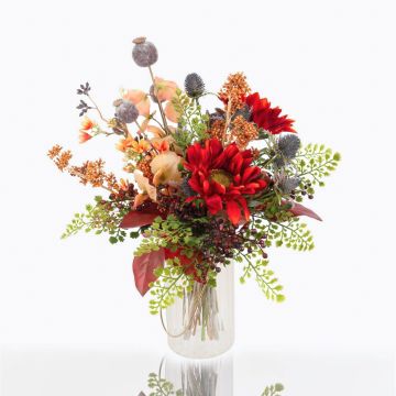 Kunst Herbststrauß HELENA, Sonnenblume, rot, 40cm, Ø35cm