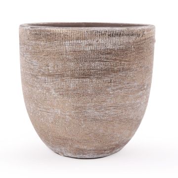Übertopf aus Keramik KAMUNI, längsstreifen, braun, 25cm, Ø27cm Übertopf aus Keramik KAMUNI, längsstreifen, braun, 25cm, Ø27cm