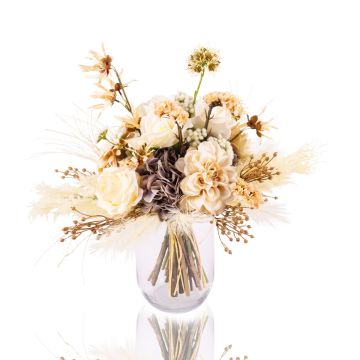 Künstlicher Blumenstrauß RAWENNA in Trockenoptik, beige-weiß, 40cm, Ø50cm
