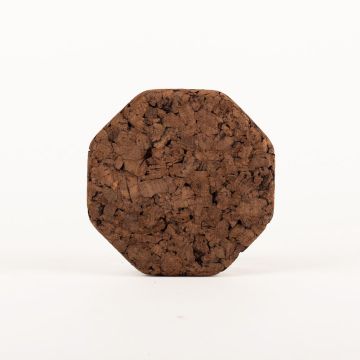 Achteckiger Press Untersetzer aus Kork MANARA, dunkel, 1,8cm, Ø21cm