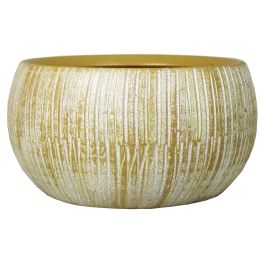 Clayre & Eef Blumentopf Aus Keramik – Zitronen-Muster Im Landhausstil | Innenblumentopf Beige-gelb