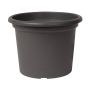 Runder Blumentopf VENERA aus recyceltem Kunststoff, mit Löchern, anthrazit, 19cm, Ø25cm