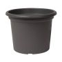 Runder Blumentopf VENERA aus recyceltem Kunststoff, mit Löchern, anthrazit, 23cm, Ø30cm