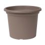 Runder Blumentopf VENERA aus recyceltem Kunststoff, mit Löchern, taupe, 19cm, Ø25cm
