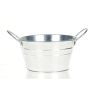Runde Pflanz Schale GERVASIA mit Henkel, Zink, silber, 11cm, Ø23cm