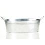 Ovale Pflanz Schale GERVASIA mit Henkel, Zink, silber, 25x13x12cm