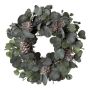 Künstlicher Kranz Eukalyptus RINPO, Zapfen, grau-grün, Ø35cm