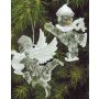 Weihnachts Engel LINDY, 2 Stück, Hänger, Harfe, Lyra, Glitzer, silber-weiß, 9x10cm