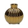 Keramikflasche OLLIVERA mit Rillen, gold-metallic, 8,2cm, Ø8cm
