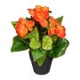 Künstliche Blume Begonie SYLINA, schwarzer Dekotopf, orange, 25cm