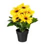 Kunstblume Gerbera KROLVEN im Dekotopf schwarz, gelb, 27cm
