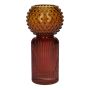 Dekovase Glas COLLETTE mit Rillen Punkten, rot-amber-klar, 20cm, Ø9,5cm