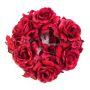 Künstlicher Kerzenkranz INGA, Rose, Hortensie, rot, Ø15cm