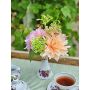 Kunstblumenstrauß Dahlie SAHNY mit Schneeball, rosa-aprikose, 27cm