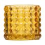 Votivglas Kerzenhalter REMIGIO mit Punkte Relief, gelb-klar, 8,5cm, Ø9,5cm