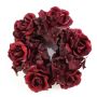 Künstlicher Kerzenkranz INGA, Rose, Hortensie, dunkelrot, Ø15cm