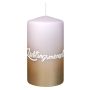 Stumpenkerze JARDENA mit Schrift, Lieblingsmensch, zartrosa-gold, 13cm, Ø7cm, 52h