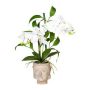 Künstliches Gesteck Orchidee Bambus MARAKI im Zementtopf Buddha, Wurzeln, weiß, 60cm