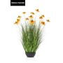 Kunstgras Sonnenhut SHALLA mit Blüten, Dekoschale, orange, 90cm