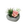 Kunstblumengesteck Rose, Agave BEVIS, Dekotopf, rosa-weiß, 14cm, Ø18cm