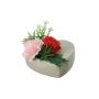 Künstliches Blumen Gesteck Nelke, Rose, Sedum, Agave BODIL, Dekotopf, rot-rosa, 10cm, Ø17cm