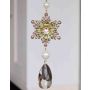 Deko Eisblume Hänger ZERA, Acryl, Tropfen, Glitzer, grün-gold, 16cm, Ø6cm