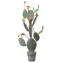 Deko Feigenkaktus LEODORA mit Blüten, Dekotopf, grün-orange, 120cm