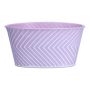 Ovale Blumen Schale CENDRINE, Zink, Linienmuster, lila, 19x13.5x10cm