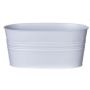 Ovaler Pflanztopf MICOLATO mit Rillen, Zink, weiß, 25x13x11,5cm