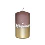 Stumpenkerze JARDENA mit Schrift, Lieblingsmensch, braun-gold, 13cm, Ø7cm, 52h