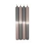 Dip Dye Tafelkerzen LISSITA, 4 Stück, grau-silbergrau, 25cm, Ø2,3cm, 11h