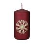 Flachkopfkerze DINORA mit Strohstern-Motiv, kaminrot, 13cm, Ø7cm, 52h - Made in Germany