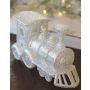 Weihnachtsschmuck Lokomotive GEREON, Acryl, Hänger, Glitzer, weiß-silber, 12x7cm