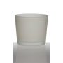 Großer Teelichthalter ALENA FROST, Glas, weiß matt, 9cm, Ø10cm